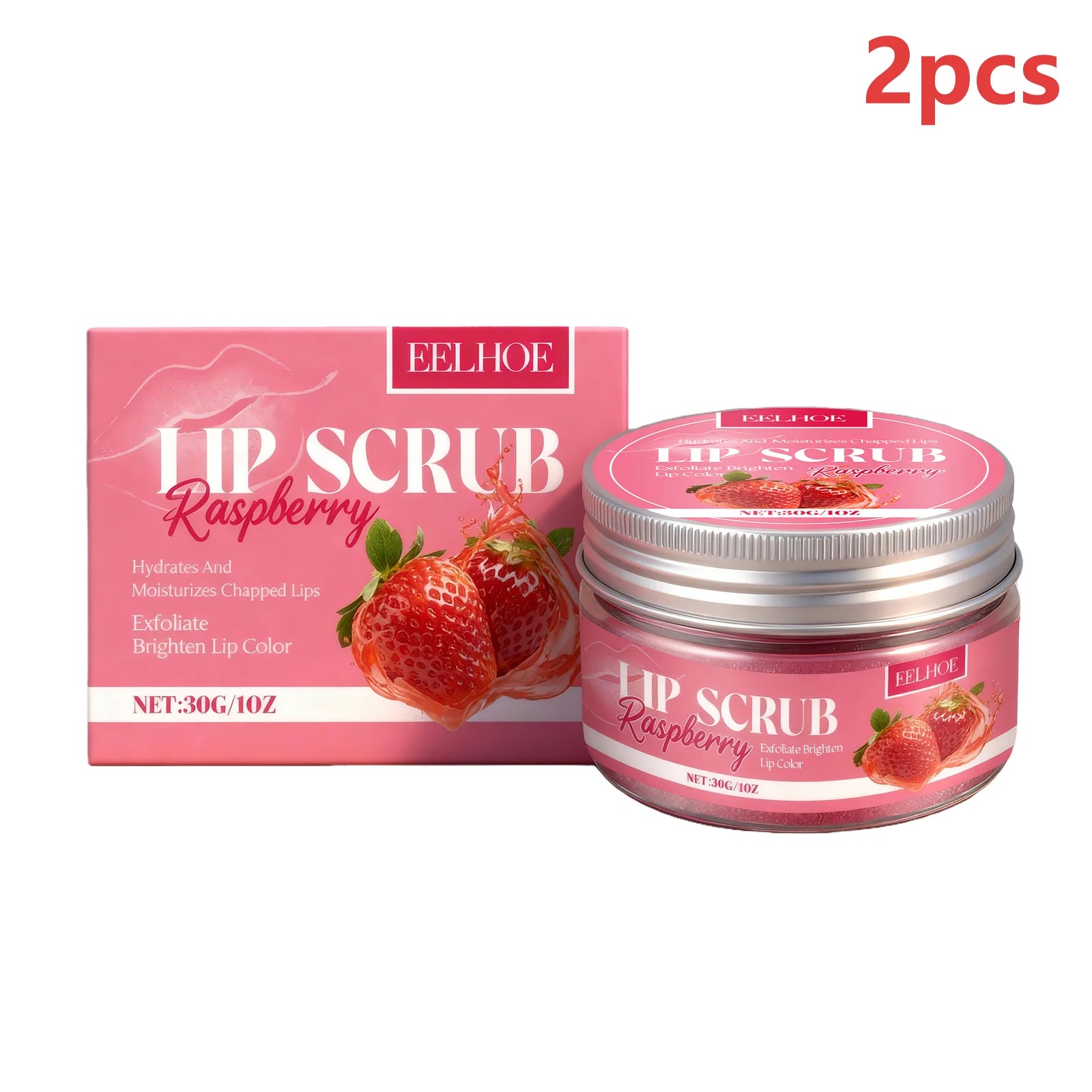 EELHOE Strawberry Lip Scrub to Remove Dark Lips Dead Skin Remover Lip Exfoliator Smooth Skin Care Moisturizing Lip Balm Scrub