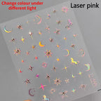 1PC 5D Korean Bronzing Nail Stickers Japanese Gold Silver Star Moon Luxury DIY Nail Art Decoration Decals Manicure Accessories