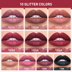QIBEST Glitter Shimmer Liquid Lipstick High Quality Waterproof Lightweight Lip Gloss Lasting Lip Tint Makeup For Women Lip Stain