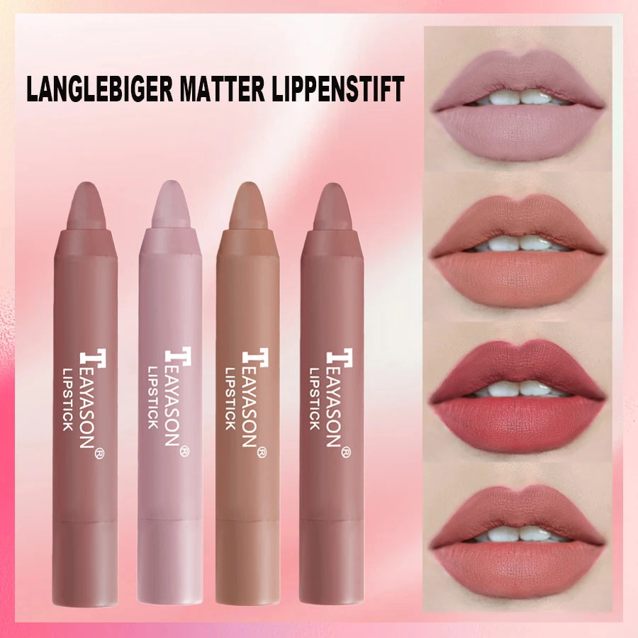 Matte lipstick for easy application, smudge-proof, daily moisturizing, lipstick, holiday gift, light makeup, lip pen, lipliner,