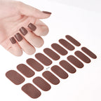16Tips French Black Semi-Cured Nail Stickers With Glitter Long-Lasting UV Gel Nail Polish Wraps Full Cover Nail Art Decals Patch