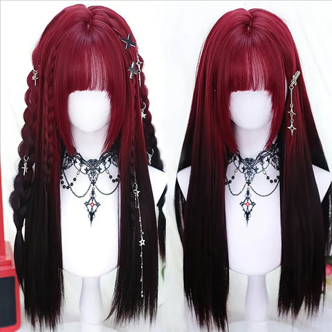 Spooky Chic Green Wig with Bangs Heat Resistant Synthetic Hair for Halloween Christmas Cosplay Rose Net Cap