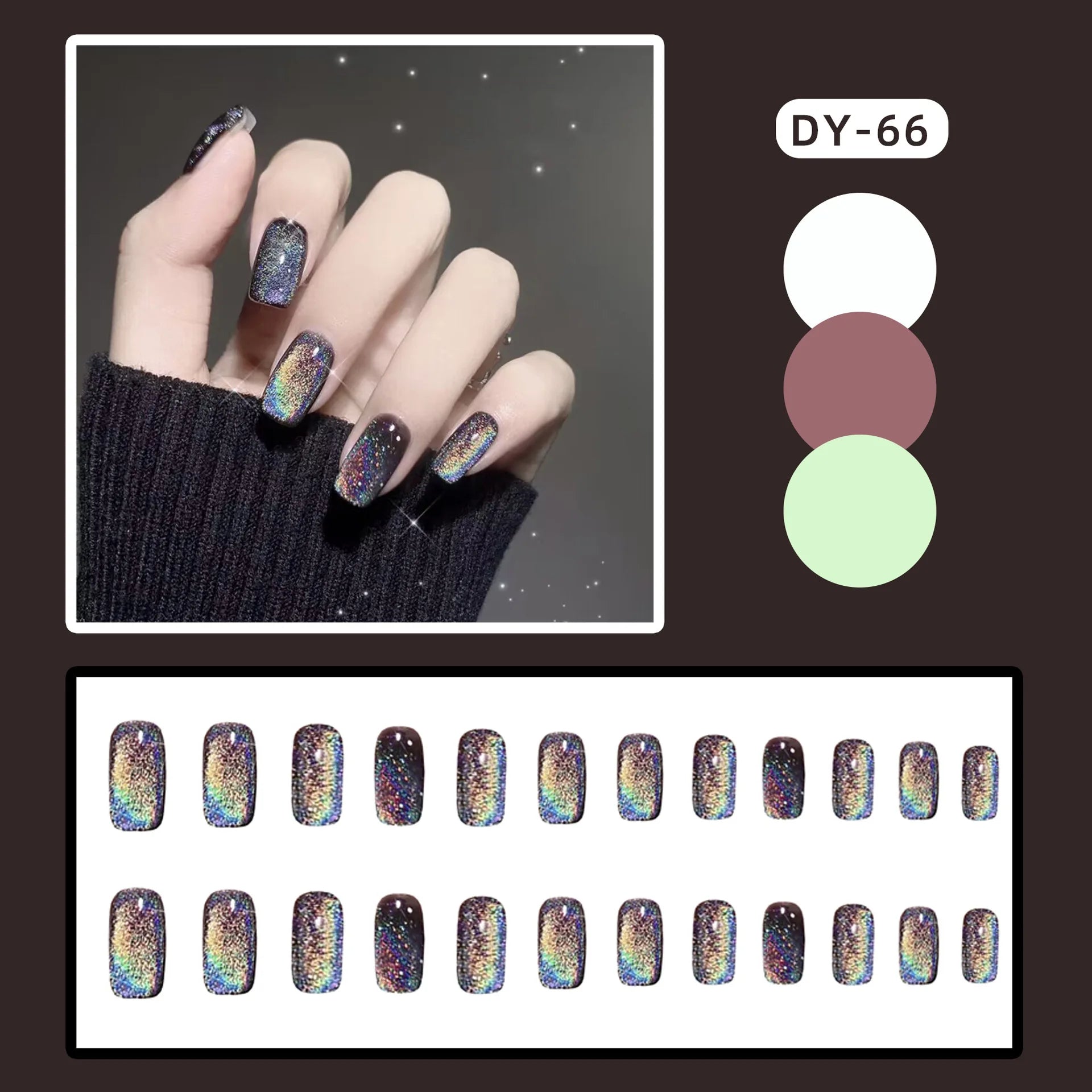 Red Cat Eye Fake Nails Coffin Head Shiny Korean False Nail Tips for Girl Lady Gifts Wearable Gradient Color Press on Nails 24pcs