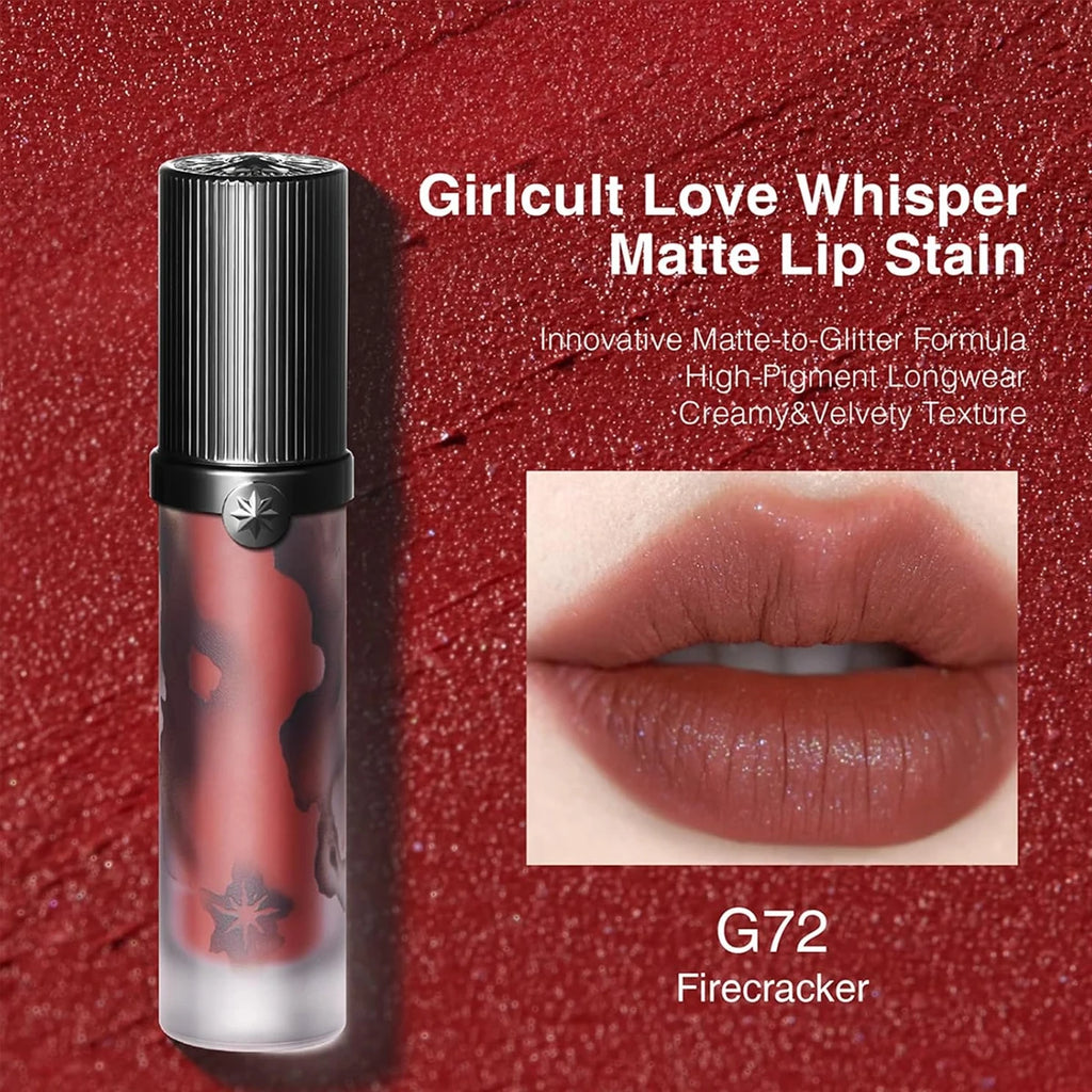 Girlcult Love Whisper Matte Lip Stain,Velvet Matte Texture,Lightweight Non-Drying,Soft-Focus Matte Finish,Edgy Makeup Looks,Gift