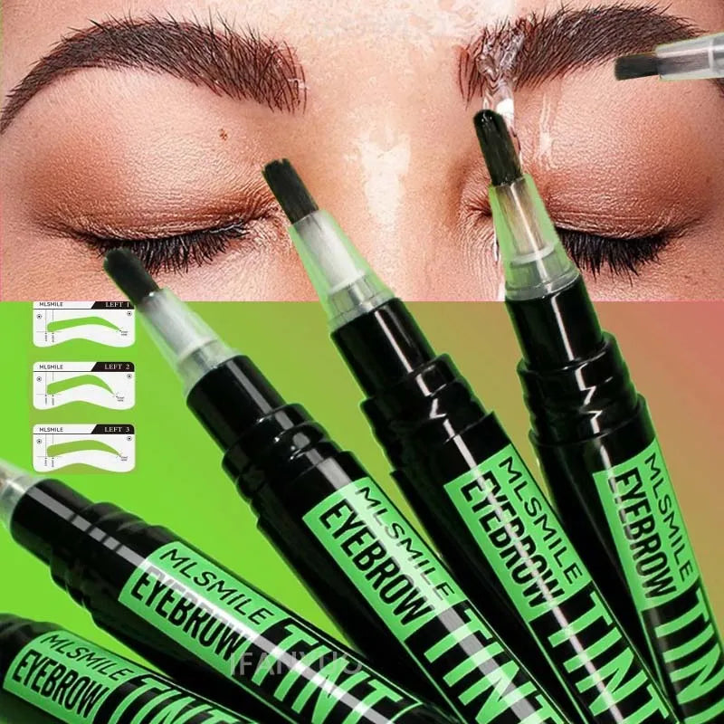Rotating Liquid Eyebrow Dye Tint Brush Pencil Long Lasting Coloring Eyebrow Tattoo Waterproof Makeup Eyebrow Cream Stencil Kit