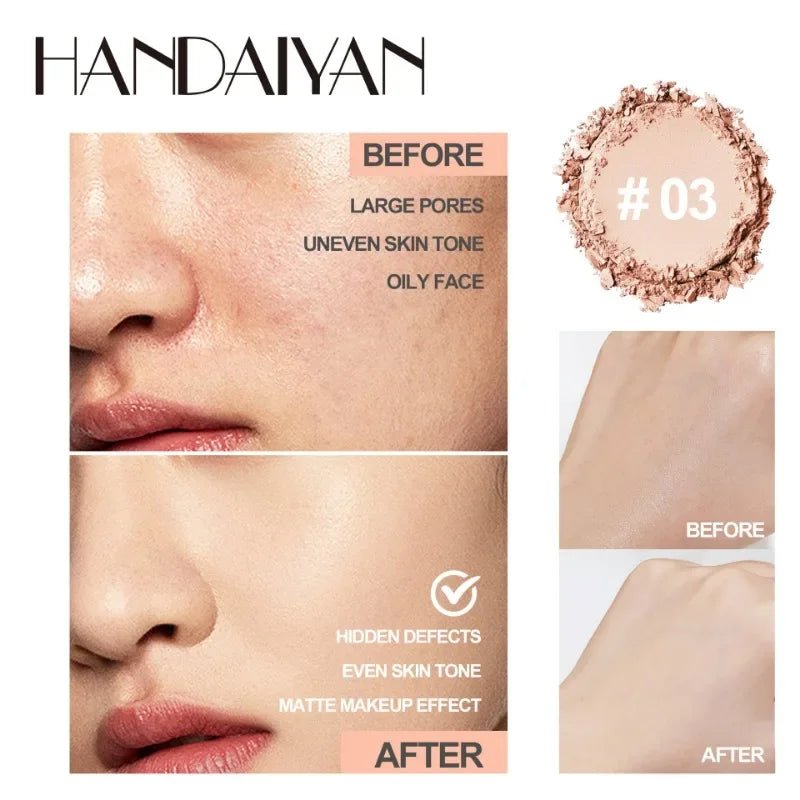 Face Setting Powder Cushion Long Lasting Oil-Control Pressed Foundations 8 Colors Matte Finish Concealer Makeup Pressed Powder