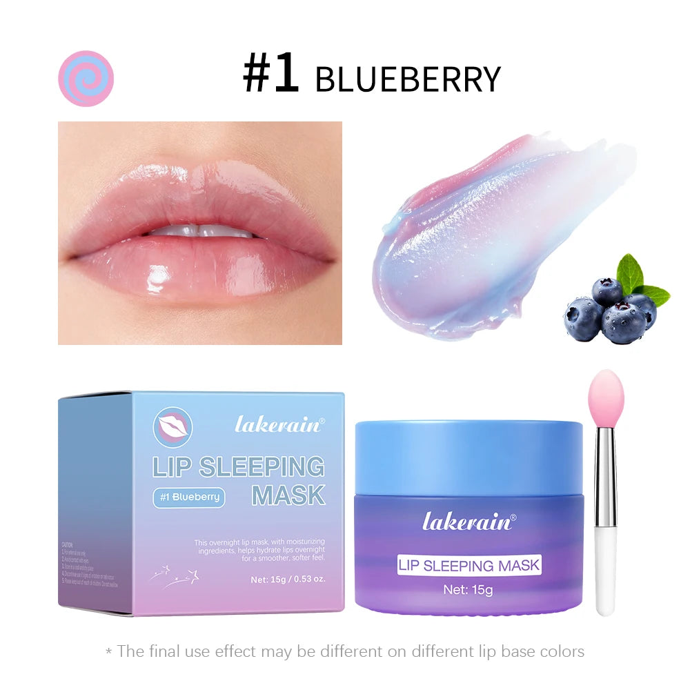 Blueberry Lip Sleeping Mask Overnight Dual Color Hydration For Dry Cracked Skin Reduces Fine Lines Moisturizing Nourish Lip Care