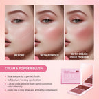 Cream & Powder Blush Matte 5Colors Dewy Rosy Blush Makeup Pan Long-lasting Wearing High Pigment Natural Matte Blush Cosmtics