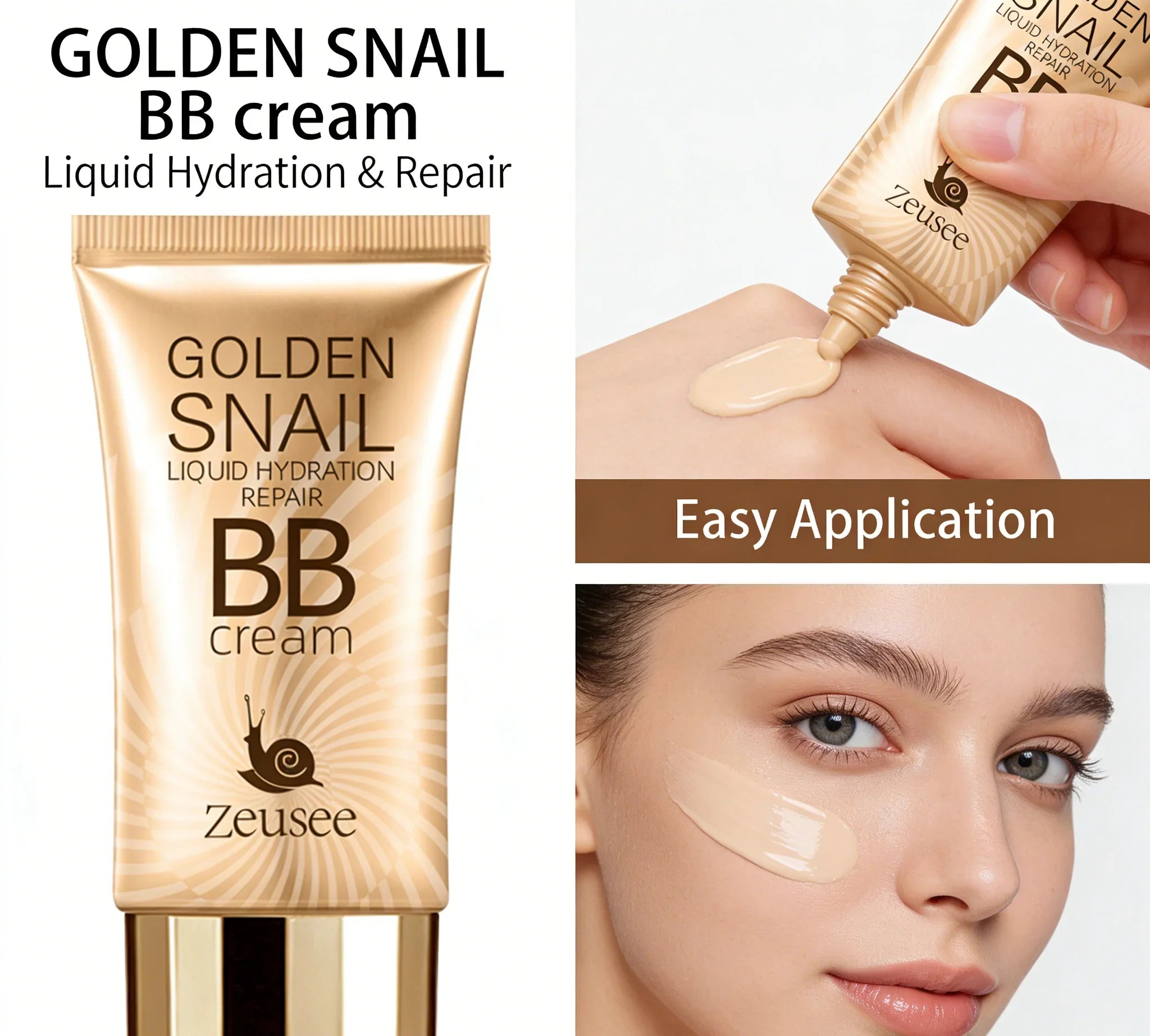 Golden Snail Hyaluronic Acid BB Cream, Moisturizing Face Makeup Foundation, All Skin Tones, Medium Coverage