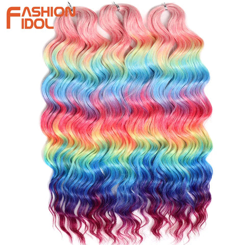Anna Hair Synthetic Loose Deep Wave Braiding Hair Extensions 24 Inch Water Wave Braid Hair Ombre Blonde Twist Crochet Curly Hair