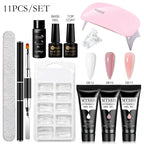 Mtssii 17PCS/Set 20ml Nail Extension Gel Set Builder UV Gel for Nails With 6W UV LED Lamp Nail Extension Tools Kit For Beginner