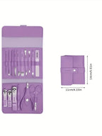 16pcs Stainless Steel Manicure & Pedicure Tool Set, Nail Care Kit, Suitable For Home, Office, Outdoor Travel, Gifts, Nail Salons, Back To School