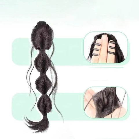 45cm Summer Ins Style Synthetic Braided Bubble Braids Wig Clip Sweet Girl Natural Fluffy Twisted Ponytail Hair Extension