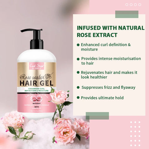 GOIPLE Natural Rose Water Hair Gel Enhance Curl Defining Cream Moisture Smooth Control Flyaways Shaping Styling Curly Products