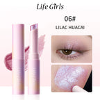 Water-Gel Eyeshadow Stick Is a Single-Swipe Makeup Highlighter Eyeshadow Stick with a Pearlescent Shimmer in Various Colors. Glowing Highlighter Eyeshadow Stick Is a Stick That Can Be Used on Both Eyebrows. The Waterproof Eff