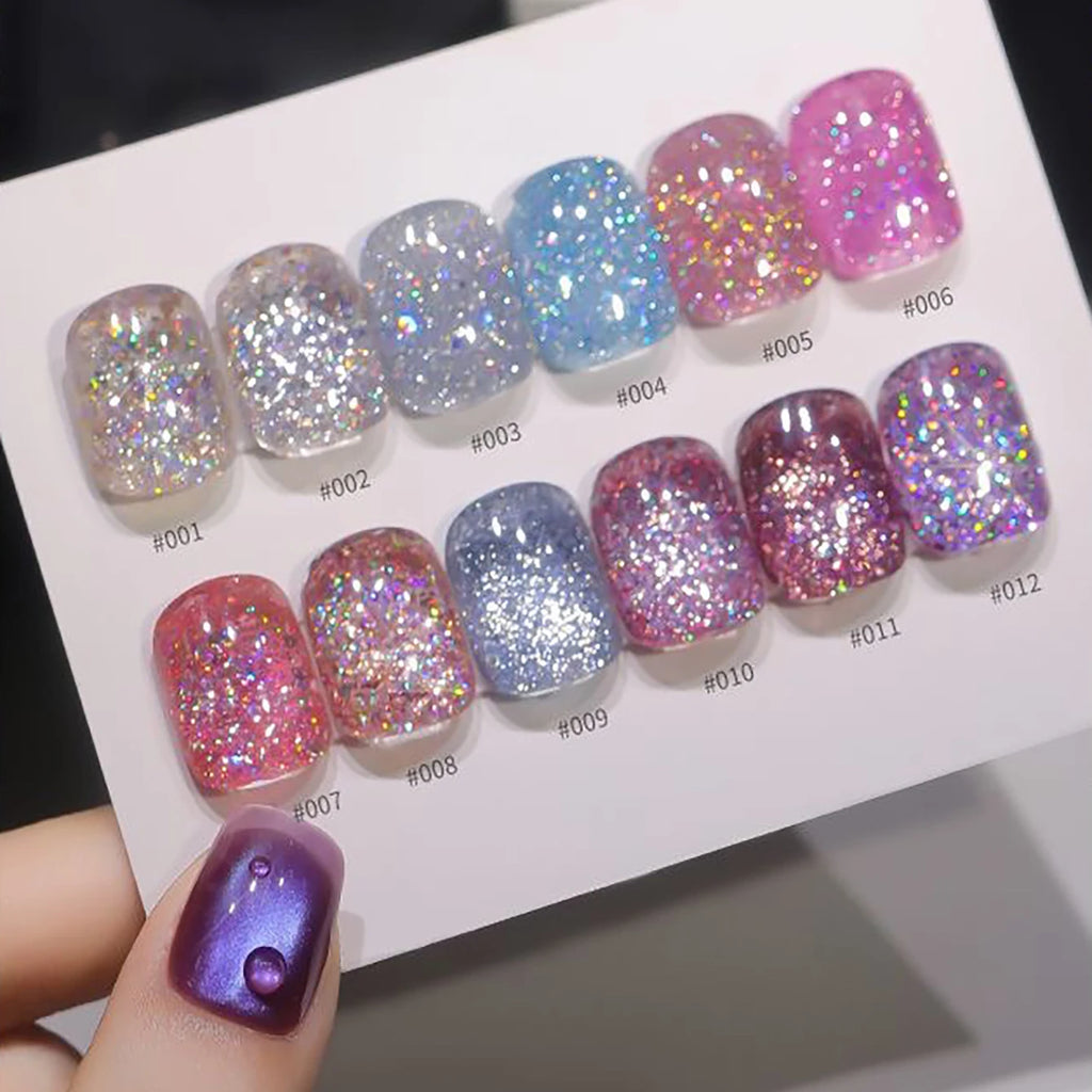 1-12pcs WS Carnival Party Broken Diamonds Nail Gel Polish Summer New Super Flash Quick Dry Long Lasting Nail Art Nail Supplies