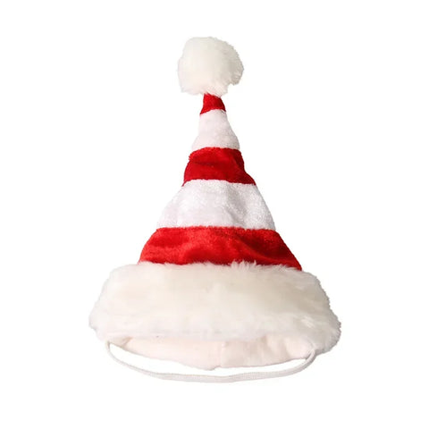 Christmas Hat for New Year, Snowman, Elk, Golden Velvet, Red and White Striped, Christmas Decorations, Adult Version