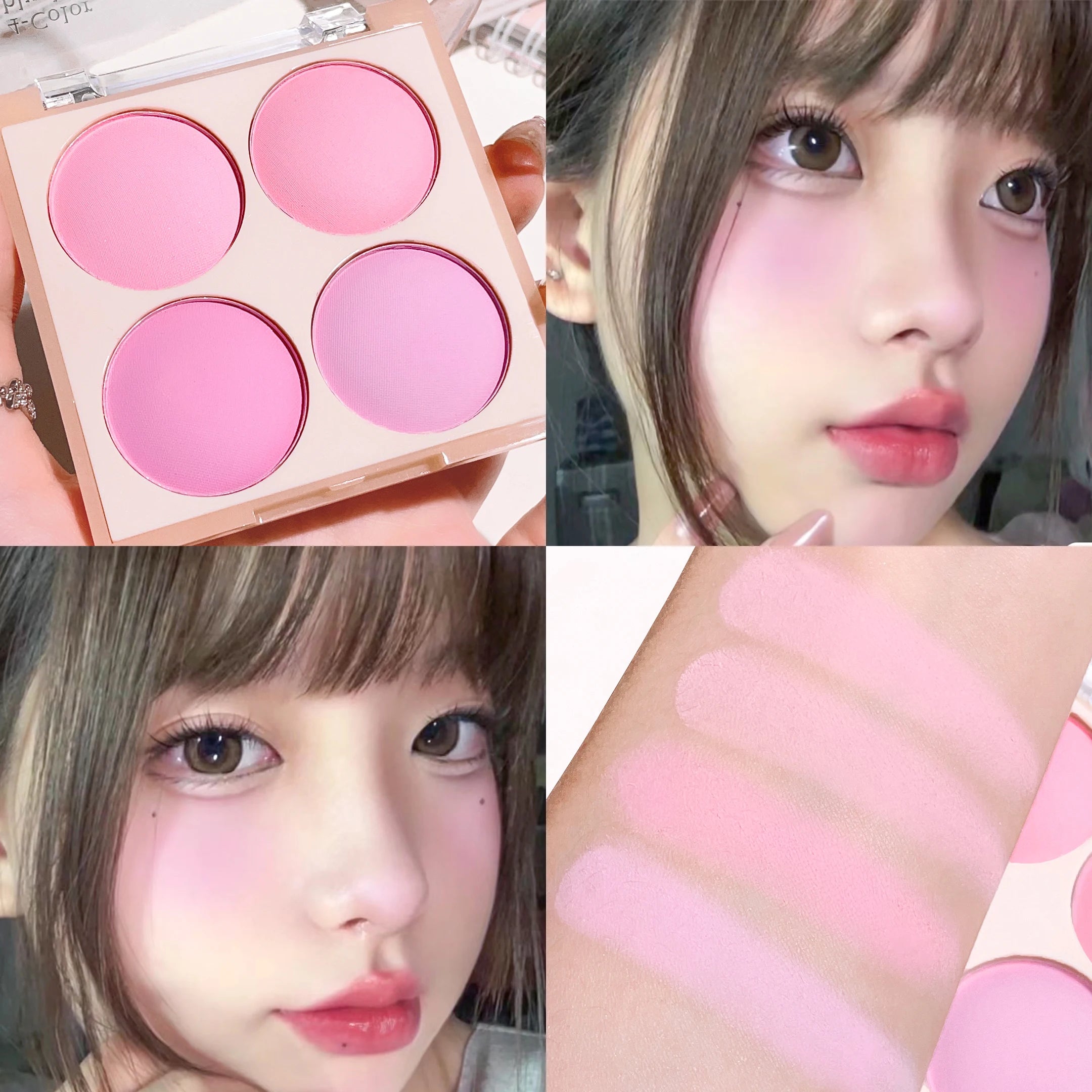 Smart 4-Color Matte Blush Palette – Natural Glow, Easy to Blend, Lightweight Cheek Color for Nude Makeup & Festival Looks