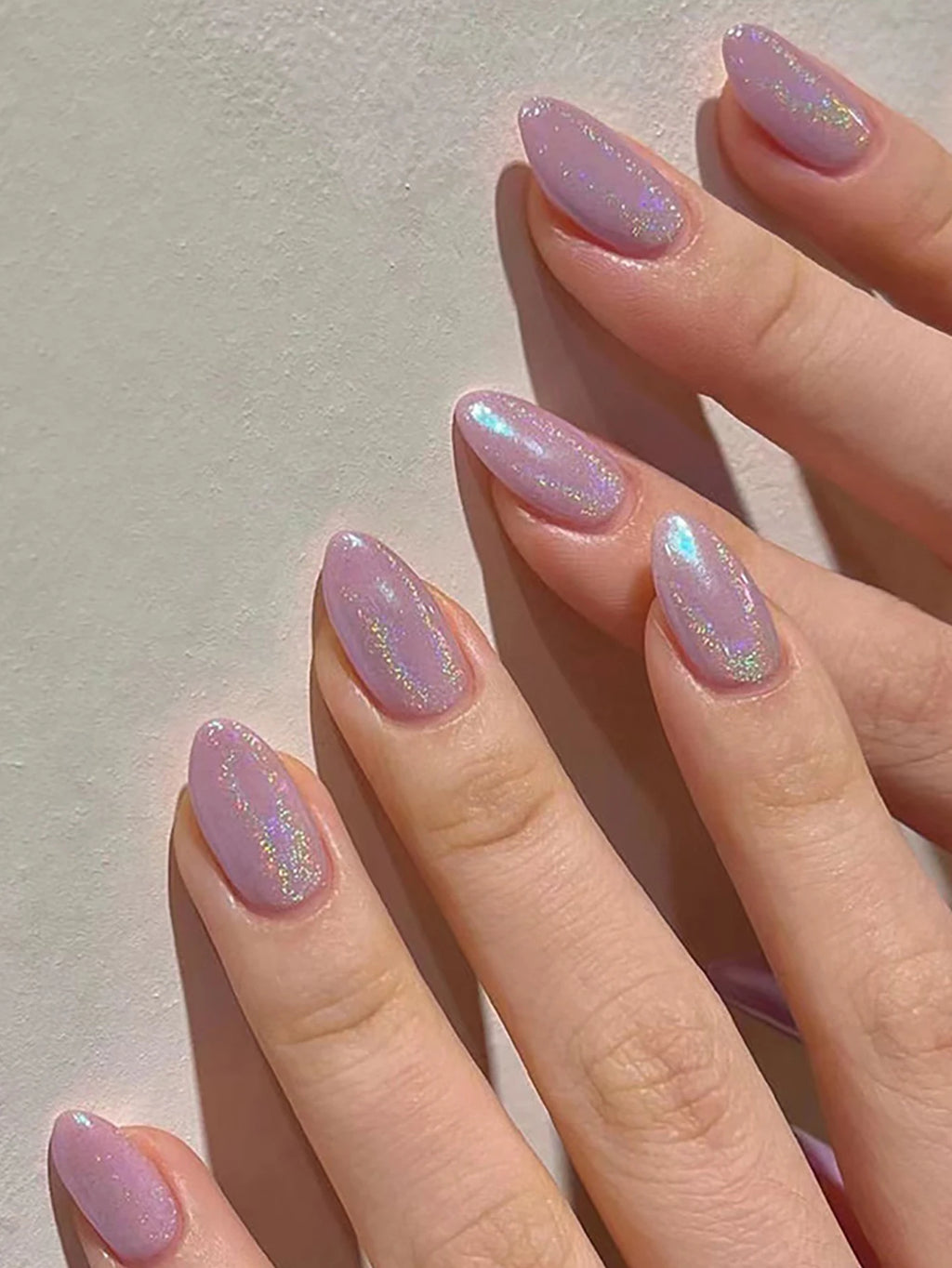 24pcs Pink Shiny Press-on Nails Cat Eye Glitter Artificial Nail Patch For Lady Women Manicure DIY Art Supplies with Jelly Glue