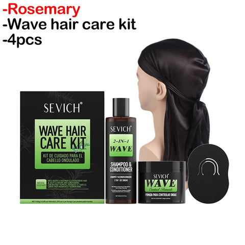 Wave Control Pomade Kit 360 Style Strong Hold Long Lasting Curly Hair Cream With Brush Silk Rag Cap Tool Accessony Hair Styling