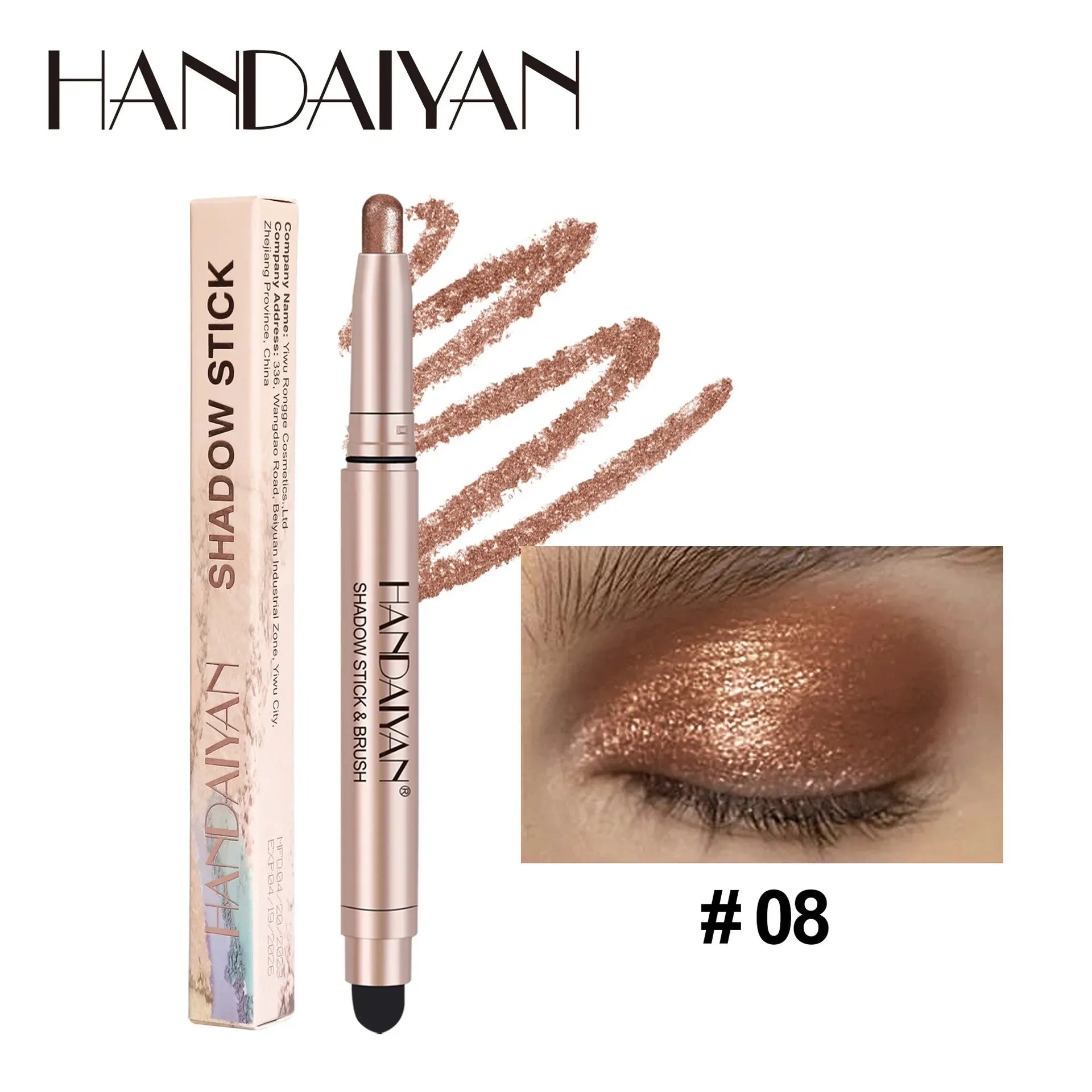 Smoky Dark Black Eyeshadow Pencil Stick Waterproof Pearlescent Matte Metallic Glitter Eye Shadow Highlighter Pen Make Up Tool