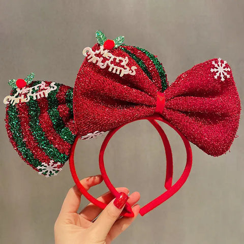 2026 Kids Headband Christmas Cosplay Cartoon Elk Snowflake Bow Hairband Birthday Party Headwear Halloween Gifts Hair Accessories