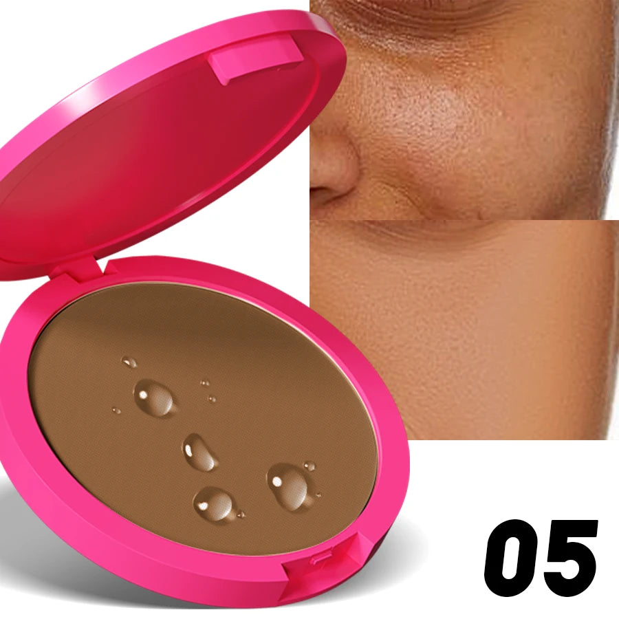 Natural Matte Pressed Powder Oil Control Brighten Whitening Face Base Foundation Compact Concealer Makeup Cosmetics