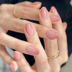Sweet Gradient Pink Fake Nail Tips Ins Simple Nude Color False Nails Round Head Korean Girl Lady Press on nail Wearable 24pcs