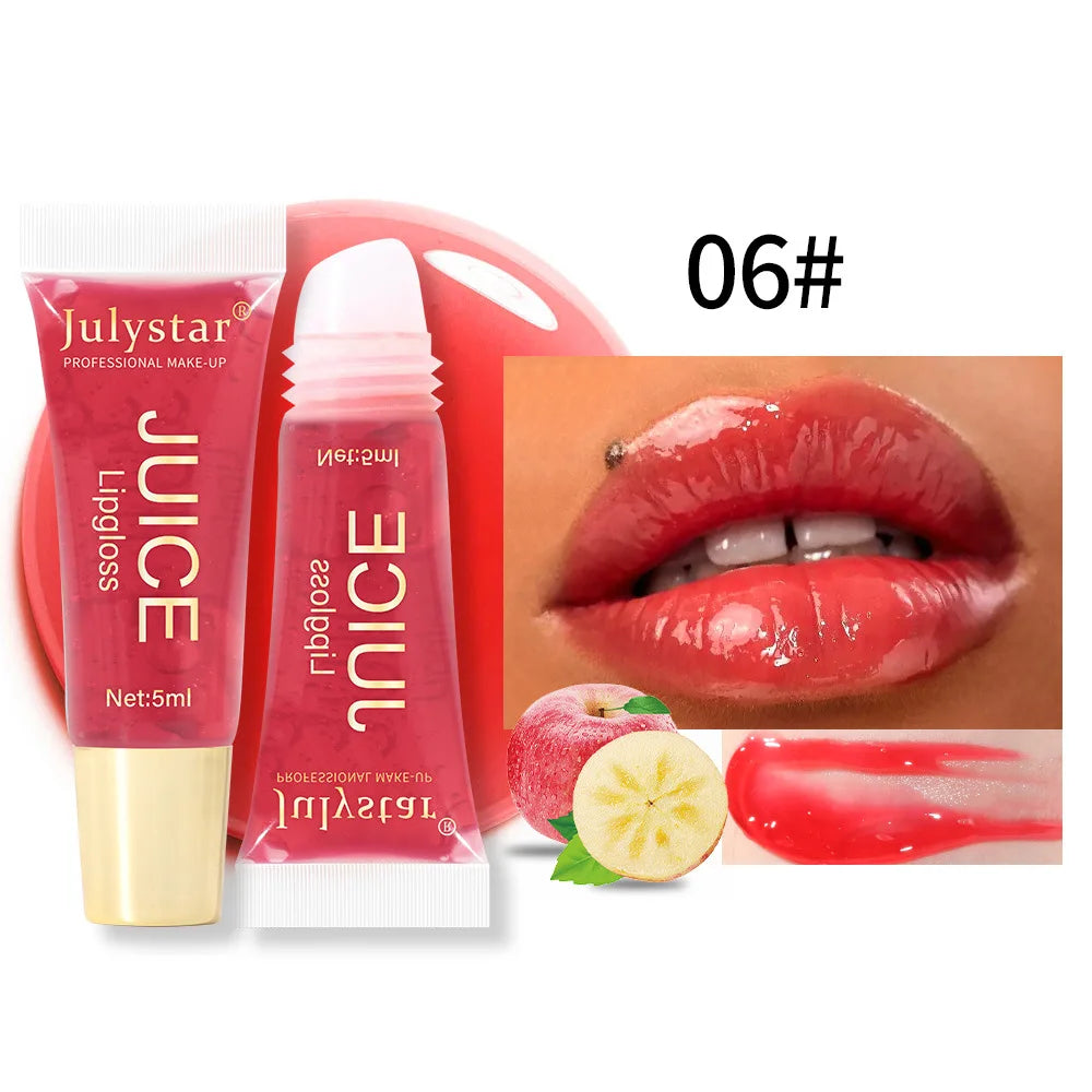 Julystar 6color Long lasting Moisturizing Mirror Lip Oil, Fruit Flavor, Pudding Lip Moisturizing, Water Radiant Lip Honey
