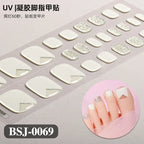 26Tips French Leopard Print UV Gel Toenail Sticker Bronzing Dye Gradient Cross-border Semi Baked Gel Nail Sticker UV Lamp Needed