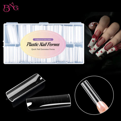 BNG Nail Dual Forms for Poly Extension Gel Nail Forms for Builder Gel Reusable 15 Sizes Acrylic Nail Molds Sets for Manicure