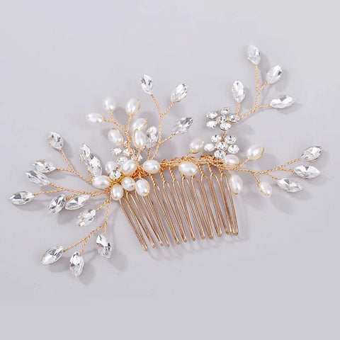 1pc bridal headdress handmade pearl crystal hair comb wedding styling accessories fashion insert comb hair accessories