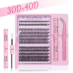 DIY Eyelash Extension Kit Natural Look Soft Eyelash Cluster Suitable for Daily Life with Lash Glue Tweezer for Use At-Home
