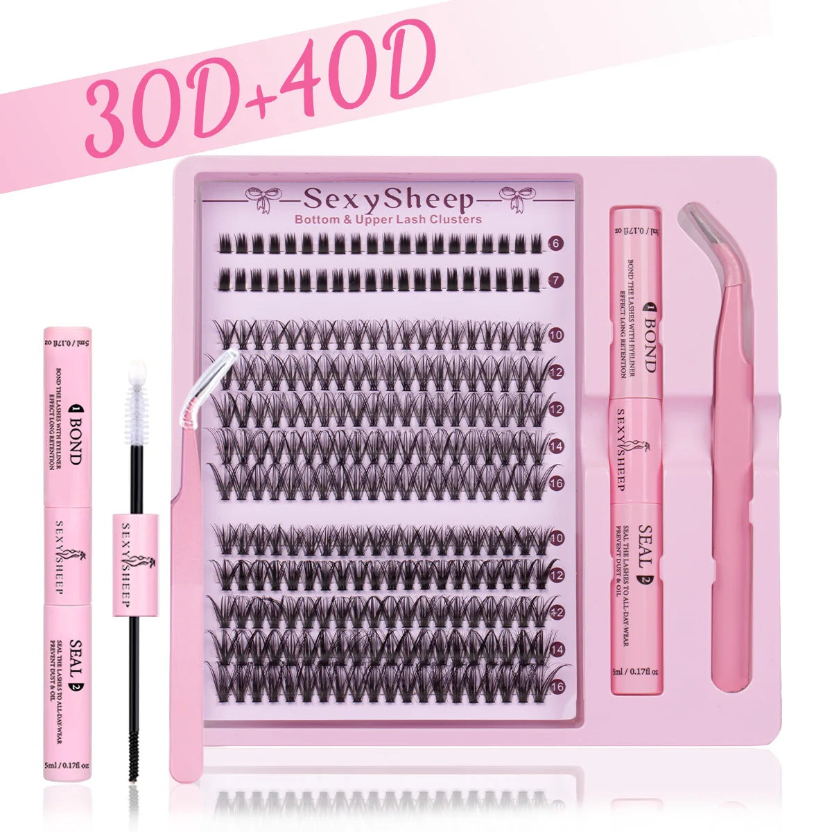 DIY Eyelash Extension Kit Natural Look Soft Eyelash Cluster Suitable for Daily Life with Lash Glue Tweezer for Use At-Home