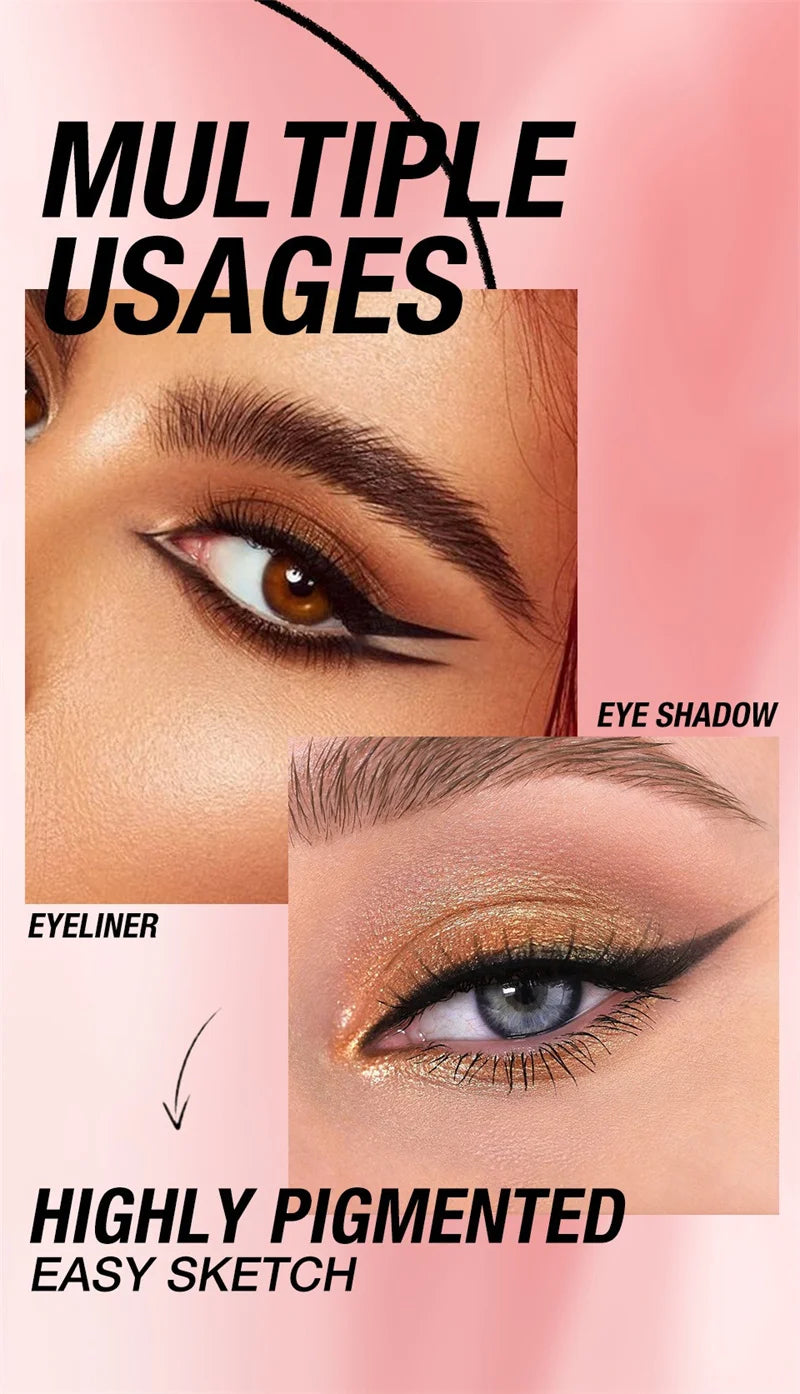 Waterproof Eyeliner Gel Pencil Gold Brown Lying Silkworm Pen Soft Easy Wear High Pigment Matte Eyeliner Lasting Shiny Eye Makeup