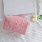 Cute Plush Makeup Bag for Women Portable Travel Small Cosmetic Bags Solid Color Zipper Toiletry Bag Washing Pouch Storage Bags