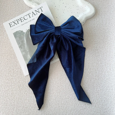 Christmas ins Velvet Bow Hair Clip temperament Women Fashion Solid Bowknot Satin Hairpin Girls Ponytail Clip Hair Accessories