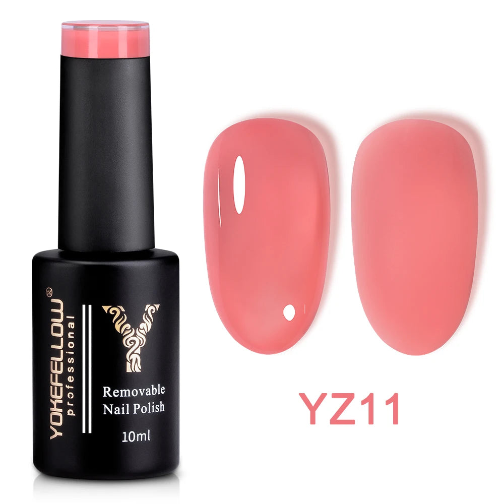 YOKEFELLOW 10ml Jelly Nude Gel Nail Polish High Quality Translucent Pink Nail Gel Varnish Soak Off UV Gel Polish Long Lasting