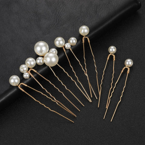 Bridal Wedding Hair Accessories Rhinestone Hair Pins Forks for Women Pearl Hairpins Bride Headpiece Party Jewelry Gift