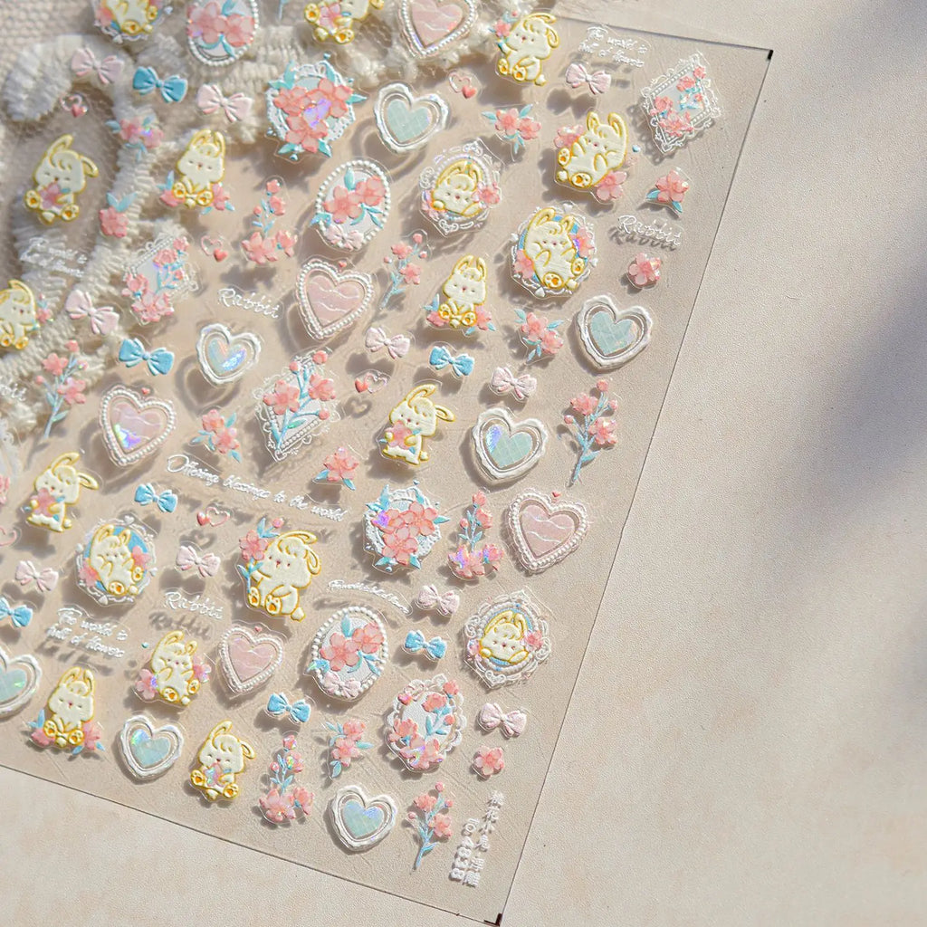 1pcs Dream Flower Window Shell Light Nail Art Stickers Japanese Flower Self Adhesive Stickers Press On Nails Decoration Decals