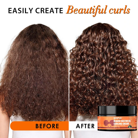 GOIPLE Balck Castor Oil Curling Cream Conditioner Moisturizing Soften Defining Curls Control Frizz Styling Curly Enhancer