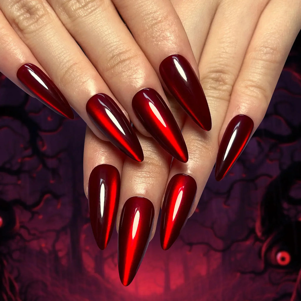 Exaggerate Punk Extra Long Pointed Fake Nails Art Dark Y2K Black Spider Centipede Rhinestone False Nail Press on Nails Manicure