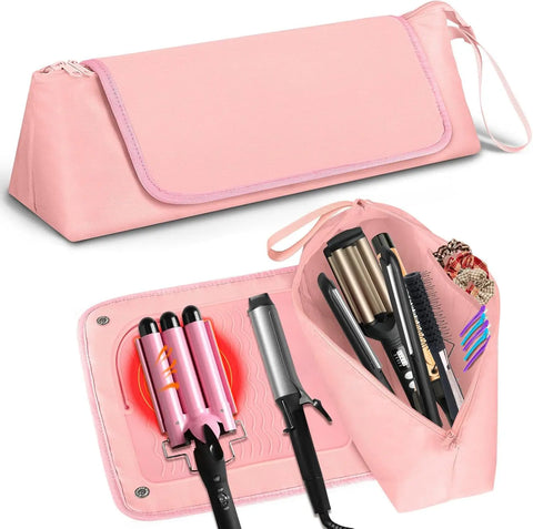 Hair Tools Travel Bag and Heat Resistant Mat, 2 in 1 Organizer Hair Travel Case for Curling Iron,Hair Straightener,Hair Dryers ﻿