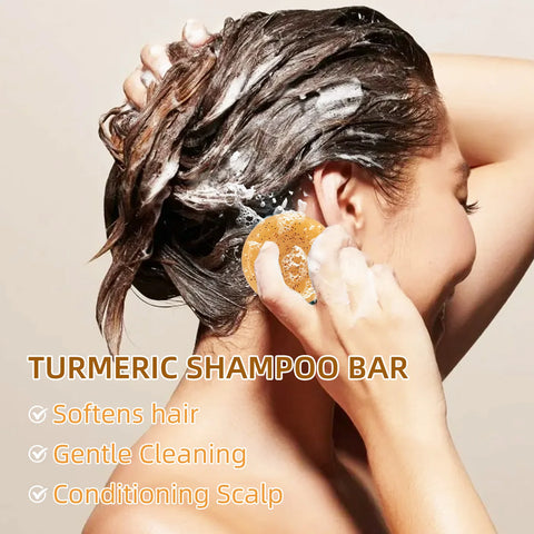 Natural TurmericShampoo Soap Reduce Hair Loss Clean Dandruff Nourish Moisturize Scalp Improve Hair Quality Hair Care Product 60g