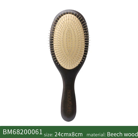 Steel Hair Brush Women Head Scalp Massage  Paddle Wood Hairbrush Metal Stainless Pin Styling Comb for Hair Curly Barber Combs