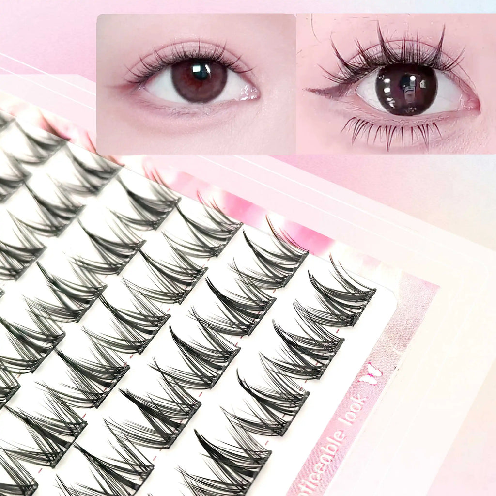 Korean-Style False Lash Extension Kit: 100 Self-Stick Clusters, Super Soft & Natural-Looking for Hassle-Free Daily Wear!