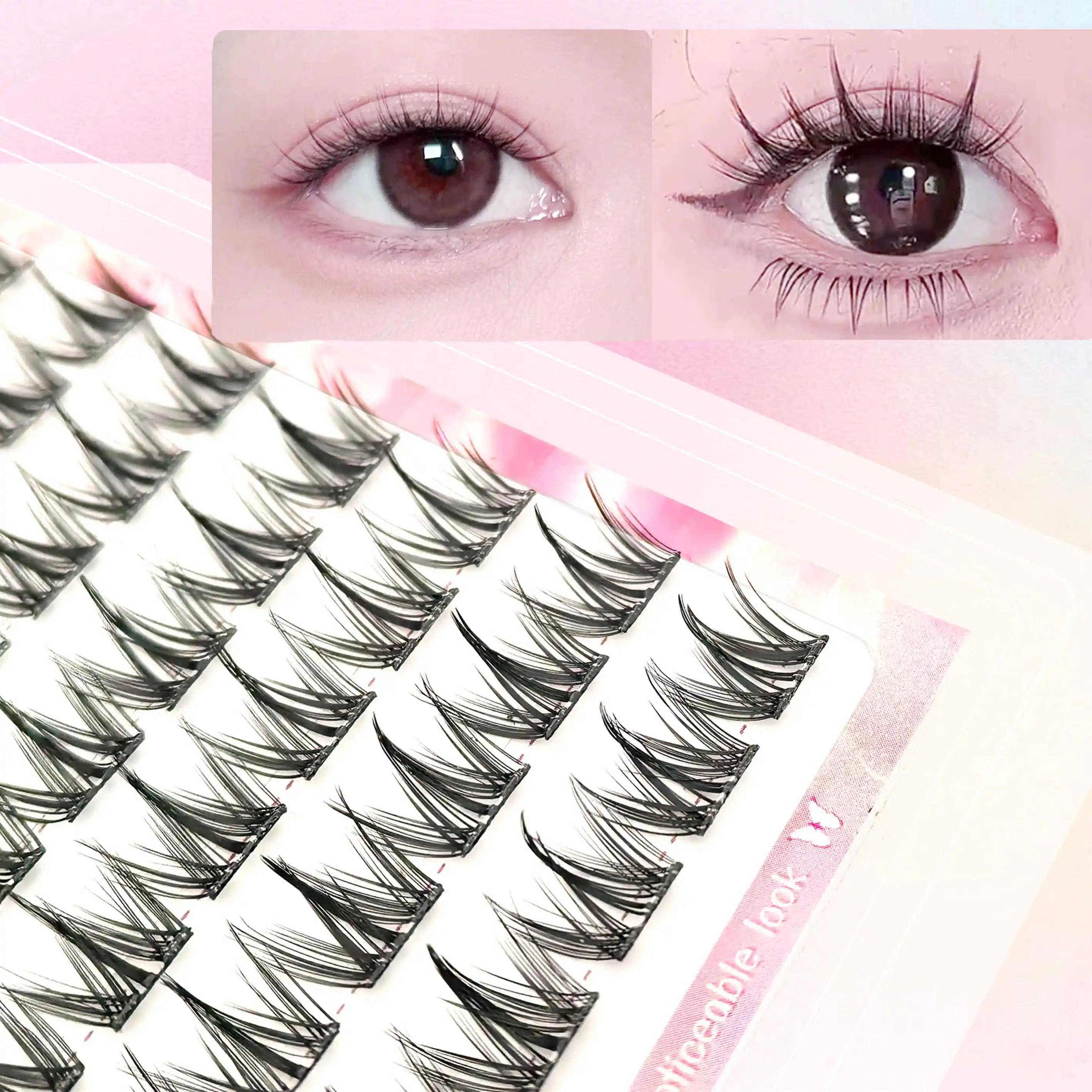 Korean-Style False Lash Extension Kit: 100 Self-Stick Clusters, Super Soft & Natural-Looking for Hassle-Free Daily Wear!