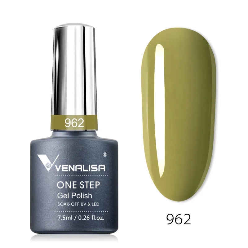 3 in 1 VENALISA  One Step Nail Gel Polish Full Coverage Gorgeous Color Soak off UV LED Nail Gel Varnish Nail Art Salon Lacquer