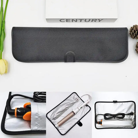 Heat Resistant Flat Iron Case Hair Straightener Mat & Pouch Curling Iron Holder Travel Curling Iron Hair Straightener Organizer