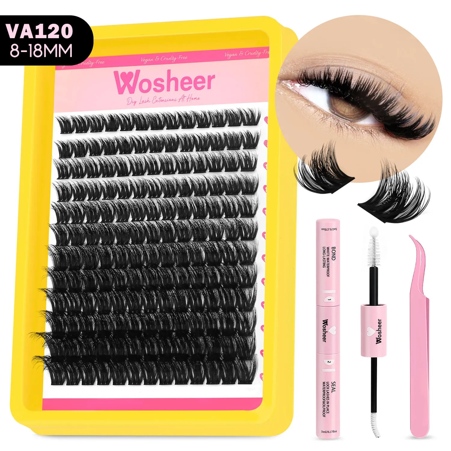 WOSHEER Lash Clusters Kit Lash Spikes Eyelash Clusters Volume Individual Lashes DIY Spiky Lash Extension Manga Clusters Eyelash